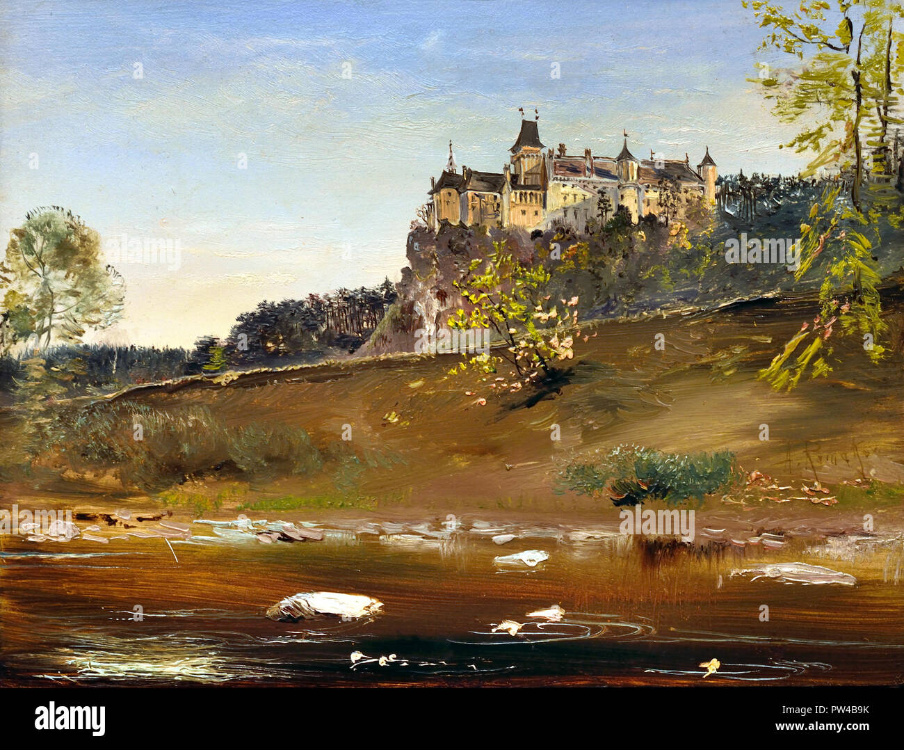 Château de Rosenburg sur la rivière Kamp 1885 par Anton Romako 1832 - 1889 peintre autrichien. L'Autriche . ( Anton Romako a été l'un des grands pionniers du modernisme ) Banque D'Images