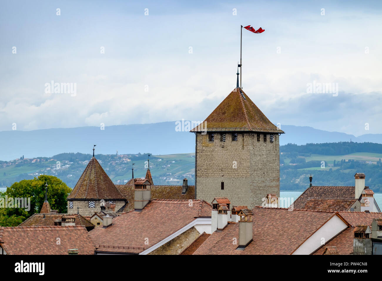 Vue de la ville de Morat en Suisse Banque D'Images
