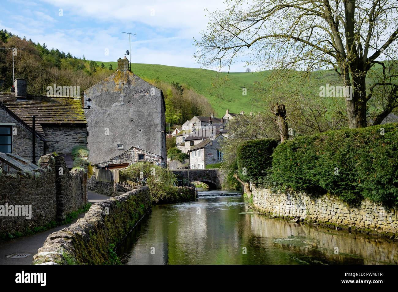 Castleton cottages dans le Peak District National Park Banque D'Images