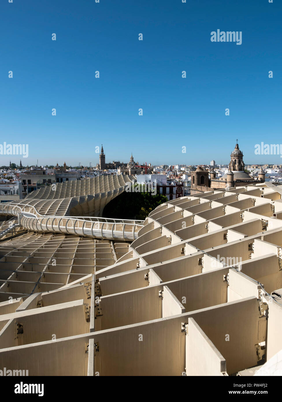 Vue depuis le Metropol Parasol, (Las Setas de la Encarnación) Séville, Andalousie, espagne. Banque D'Images