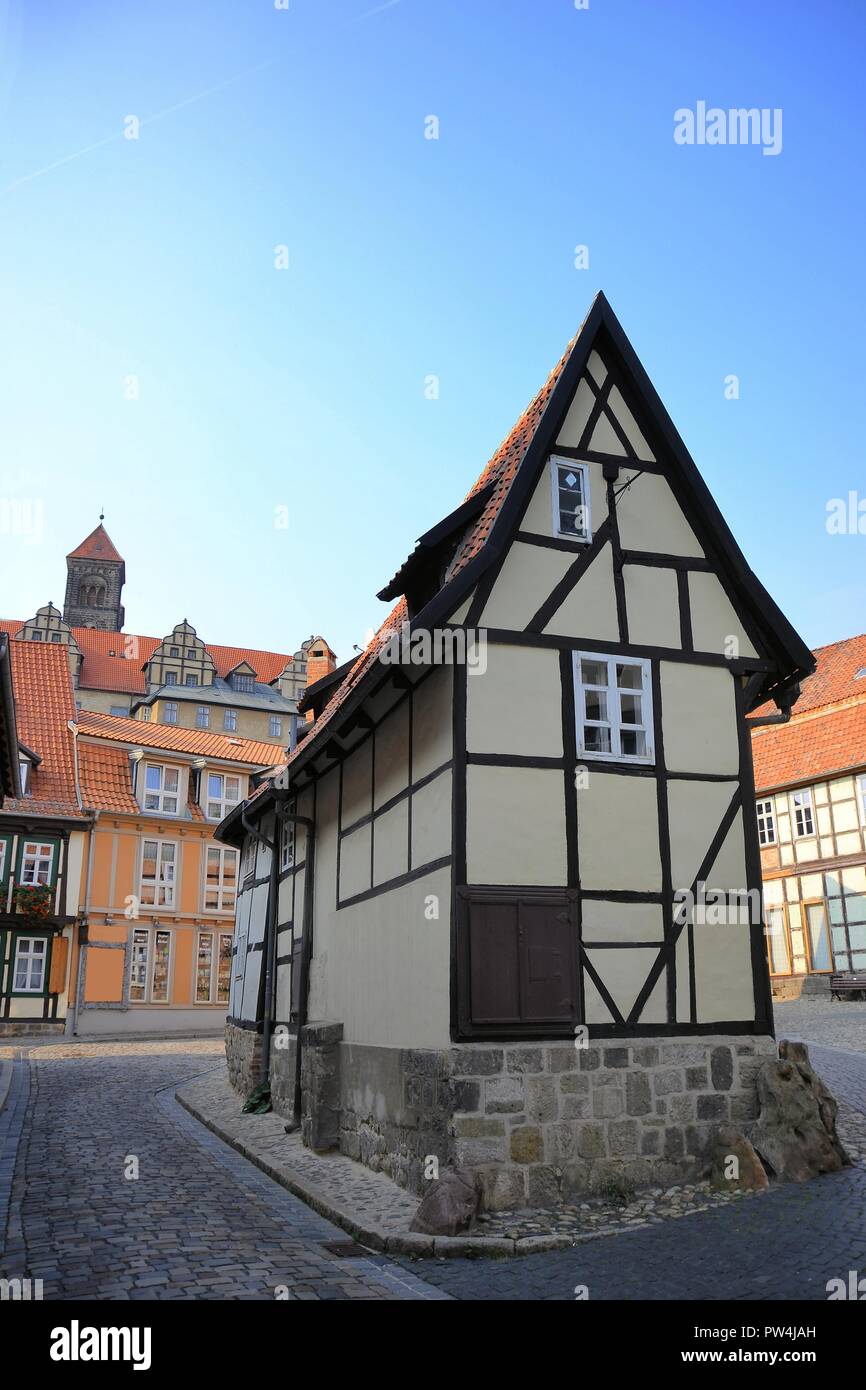 Maison à colombages historique dans la vieille ville de Quedlinburg Banque D'Images