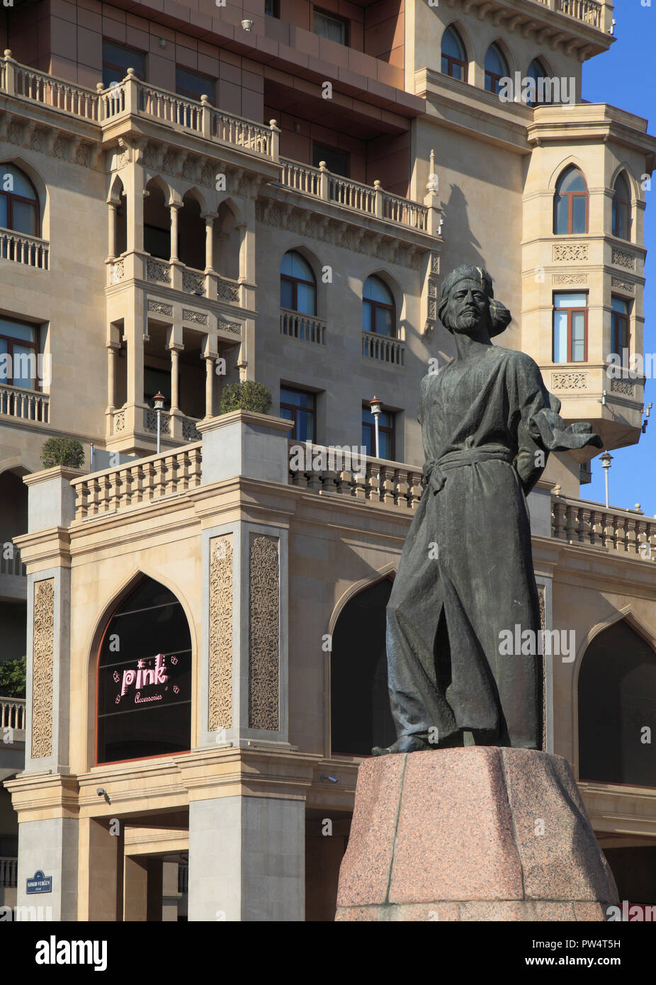 L'Azerbaïdjan, Bakou, Nizami Street, Monument de Nasimi, Banque D'Images
