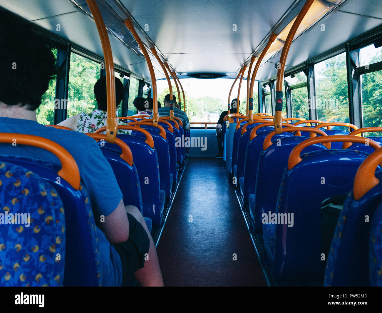 Deuxième étage dernière ligne d'une Stagecoach East bus citi à Cambridge Banque D'Images