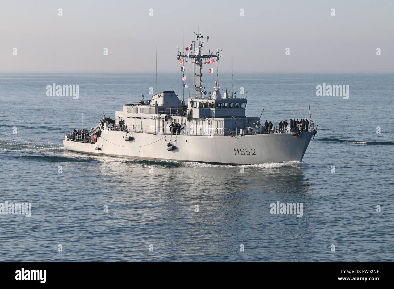 La Marine française FS destiné au chasseur de Céphée arrivant à Portsmouth, Royaume-Uni le 5 octobre 2018 Banque D'Images