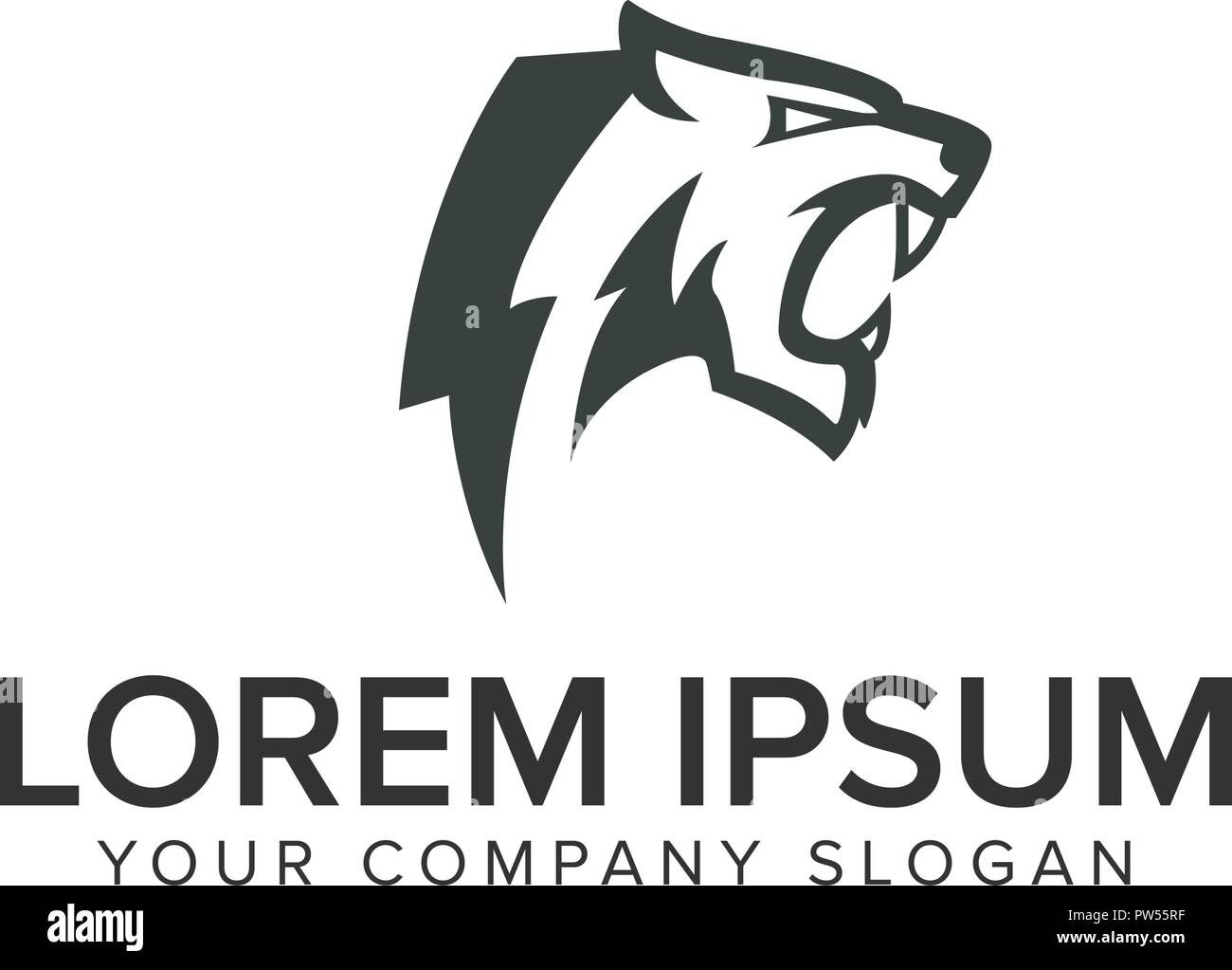 Tête de tigre bête Logo design concept modèle. Illustration de Vecteur