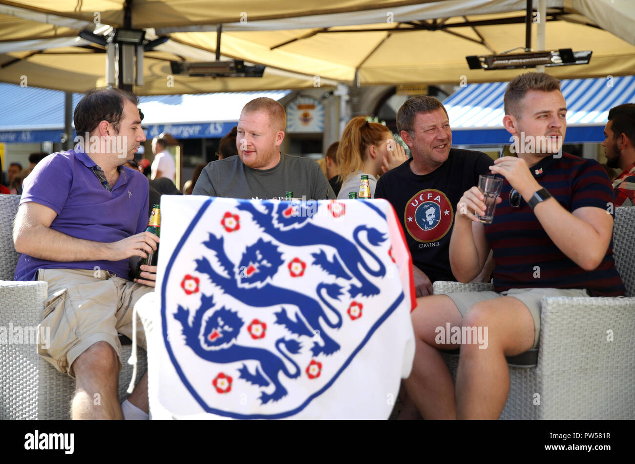 Angleterre fans en avant de la Ligue des Nations Unies dans la ville de Rijeka, Croatie. ASSOCIATION DE PRESSE Photo. Photo date : vendredi 12 octobre 2018. Voir l'ACTIVITÉ DE SOCCER histoire de la Croatie. Crédit photo doit se lire : Tim Goode/PA Wire. Banque D'Images