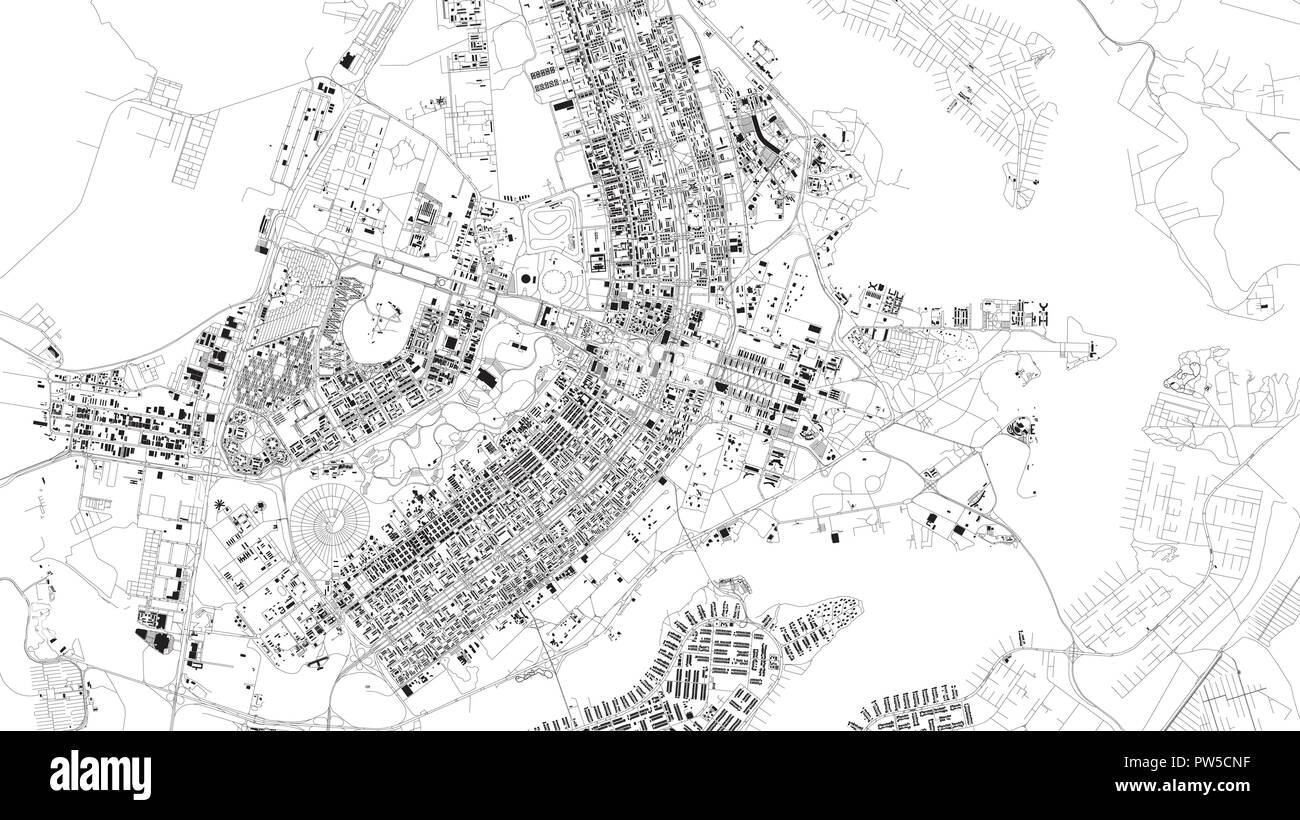 Carte Satellite de Brasilia, Brésil, les rues de la ville. Plan de la ville, centre-ville. L'Amérique du Sud Illustration de Vecteur