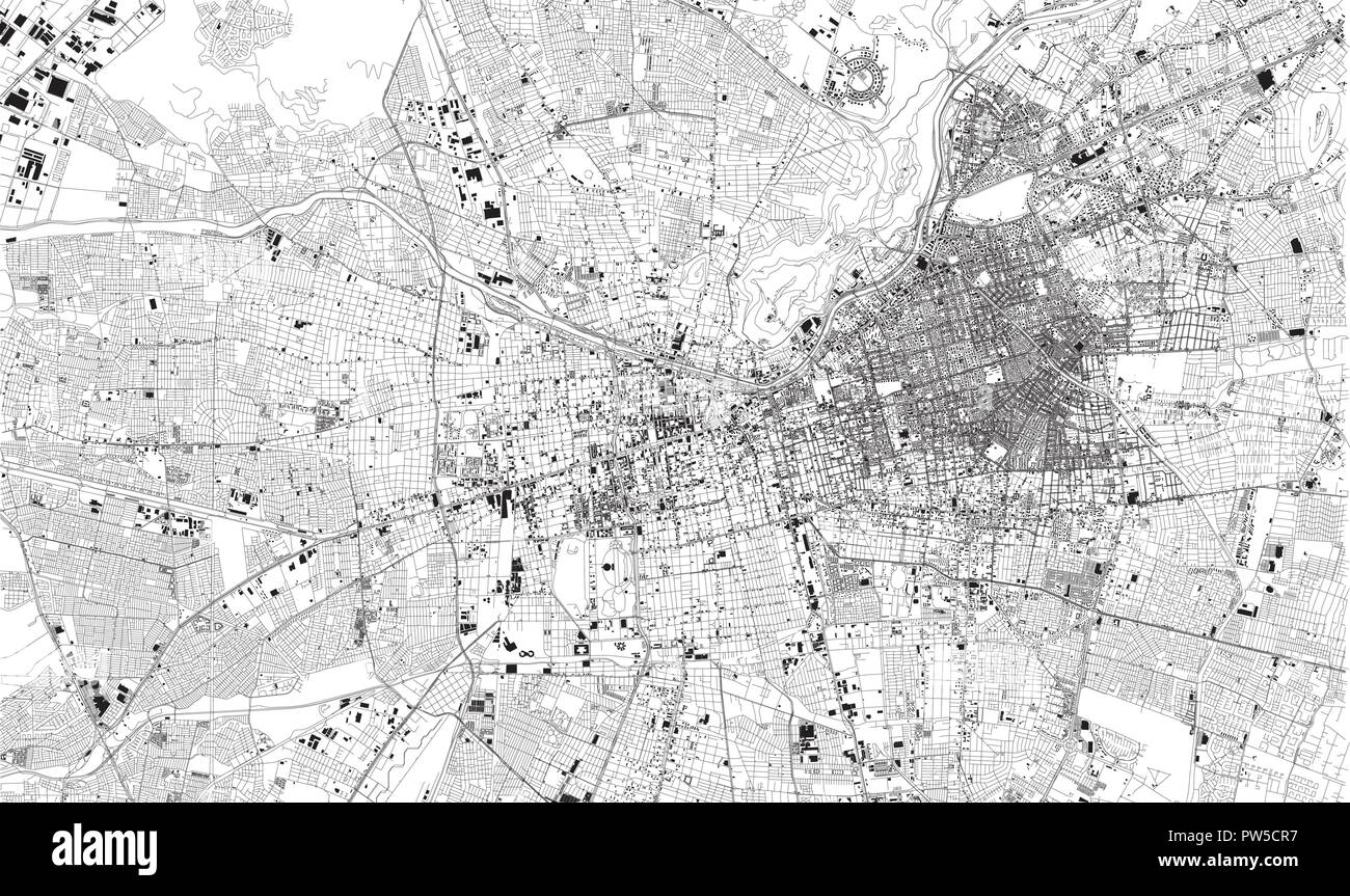Carte Satellite de Santiago de Chili, Chili les rues de la ville. Plan de la ville, centre-ville. L'Amérique du Sud Illustration de Vecteur