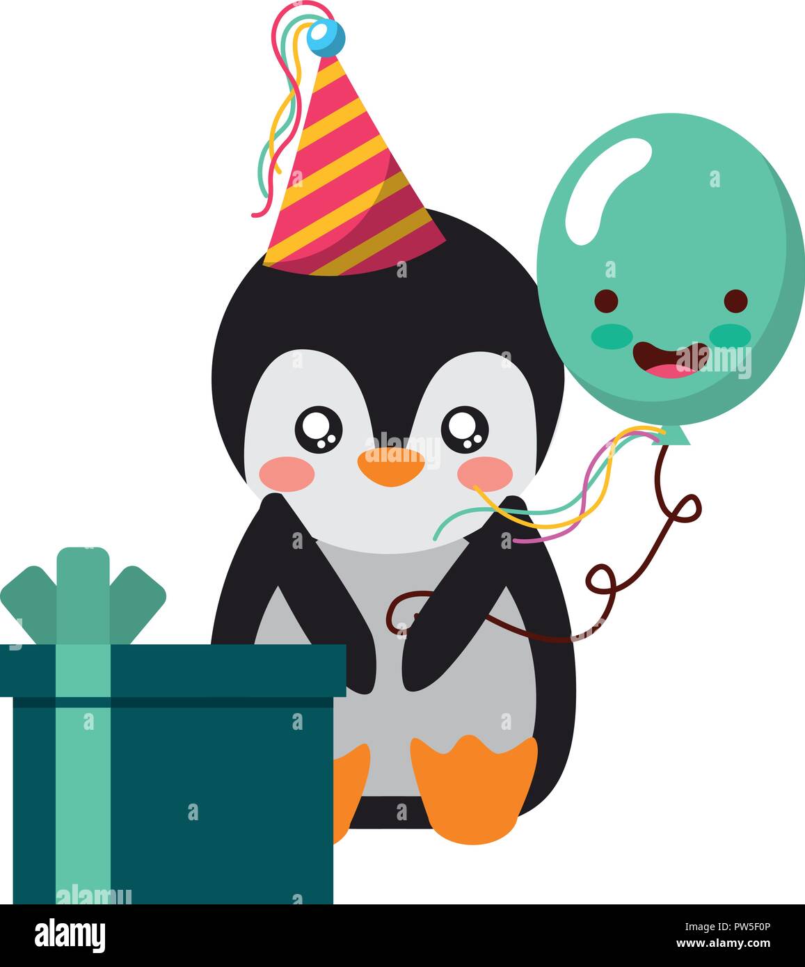 Ballon Cadeau Pingouin Kawaii Anniversaire Image Vectorielle Stock Alamy
