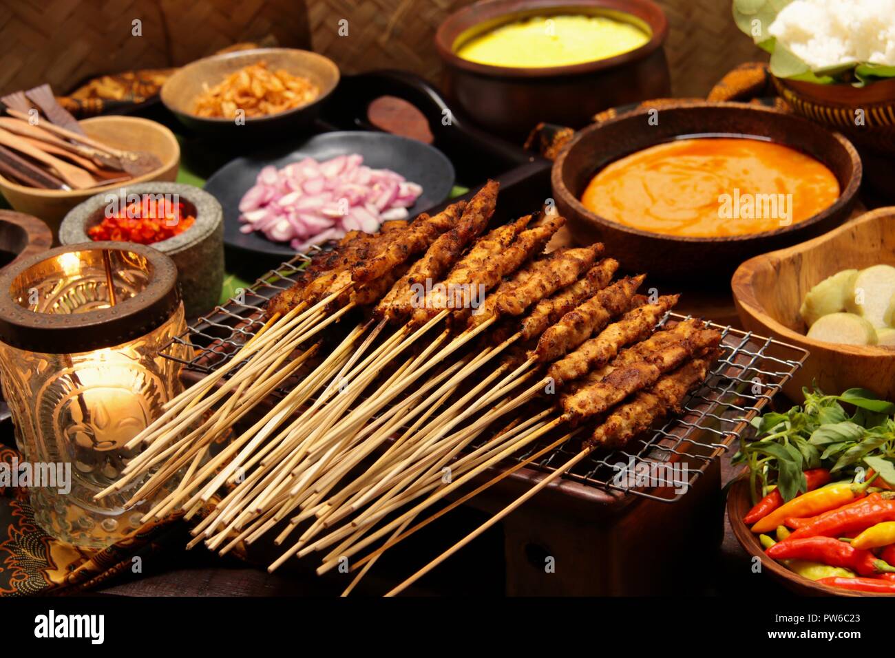 Sate Ayam Blora, la signature poulet satay de Blora regency au centre de Java, Indonésie Banque D'Images