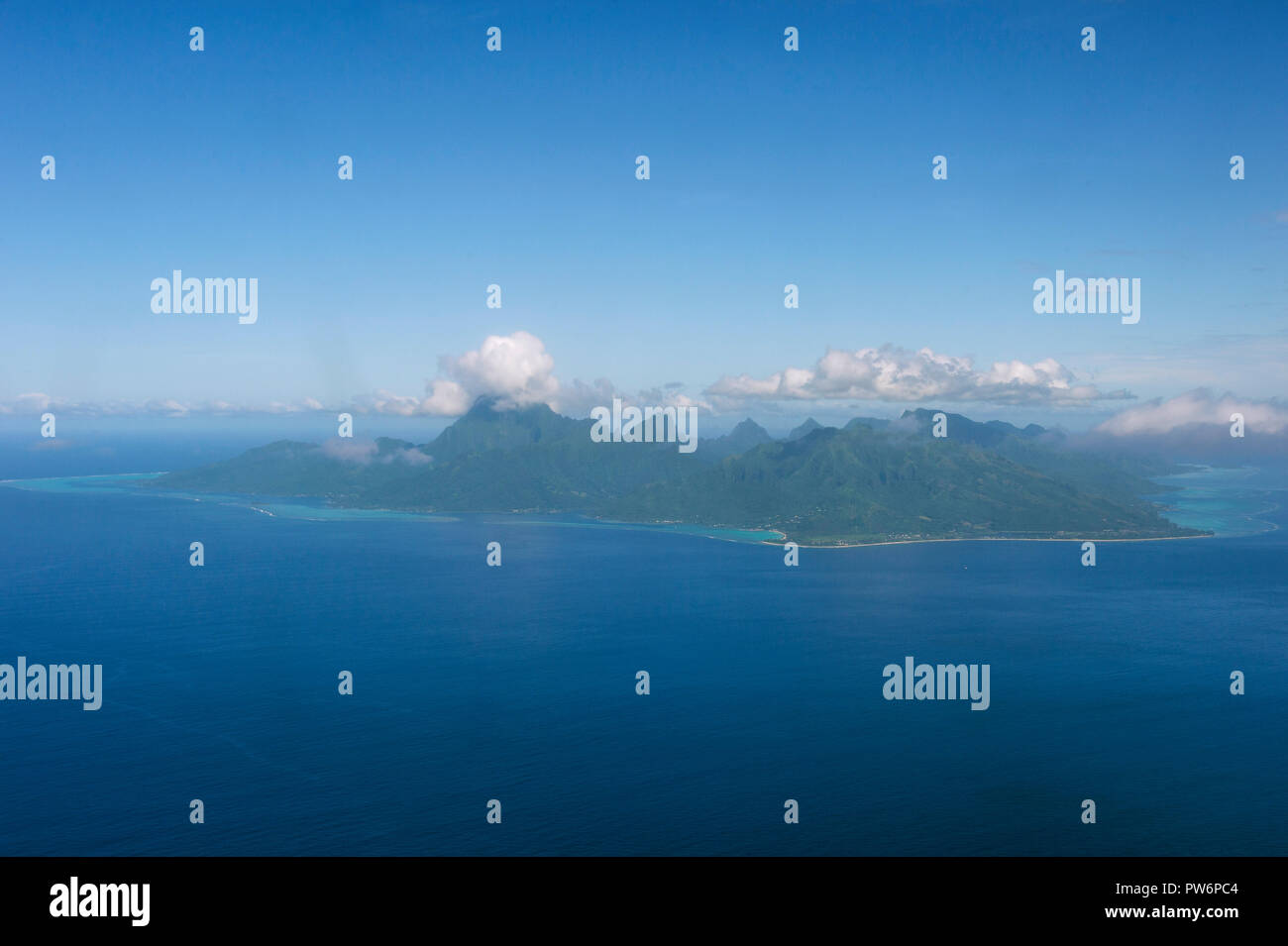 Vue aérienne de l'île de Moorea, Polynésie Française Banque D'Images