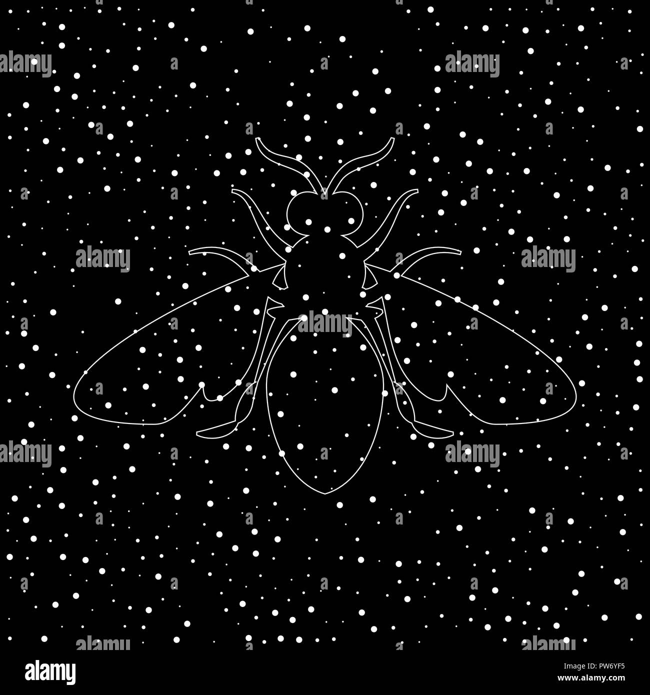 Bee, wasp faites de métaux précieux sur fond noir avec des perles. Illustration de Vecteur