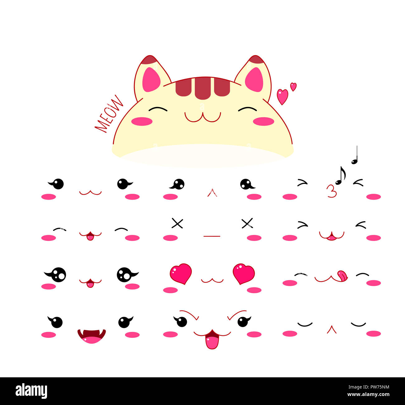 Emoji emoticon smiley vector set coeur Banque de photographies et d’images à haute résolution