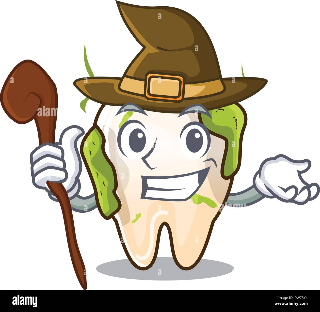 Dessin animé sorcière dent cariée avant restauration Image Vectorielle — free download