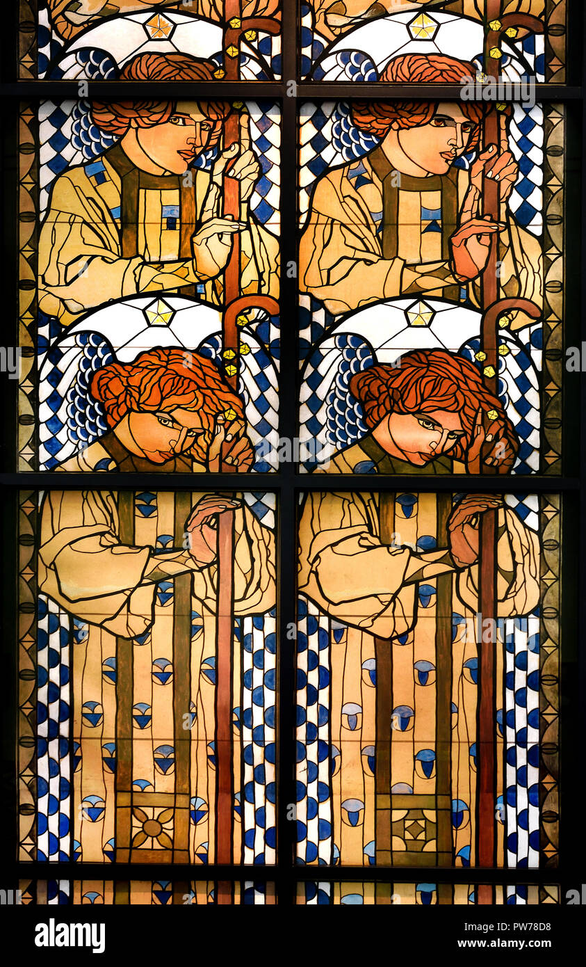 Conception pour l'ange dans la fenêtre d'Otto Wagner à l'Église Steinhof 1905 Koloman Moser 1868 - 1918, l'artiste peintre autrichien l'Autriche. Banque D'Images