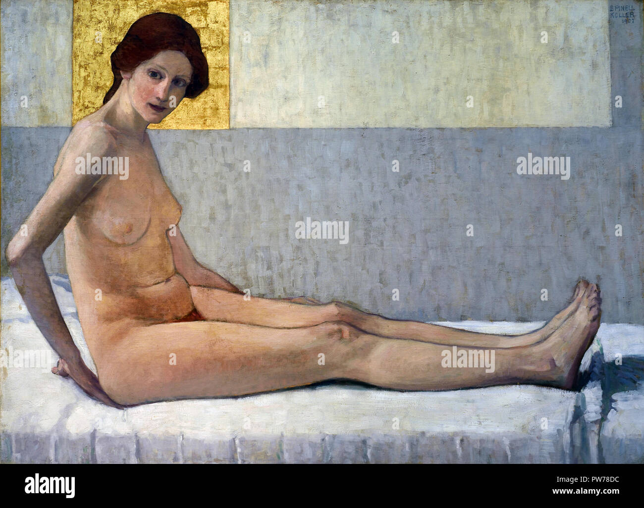 Femme assise (Marietta) 1907 par Koller-Pinell 1863 Broncia - 1934 peintre expressionniste Autrichien, Autriche Banque D'Images