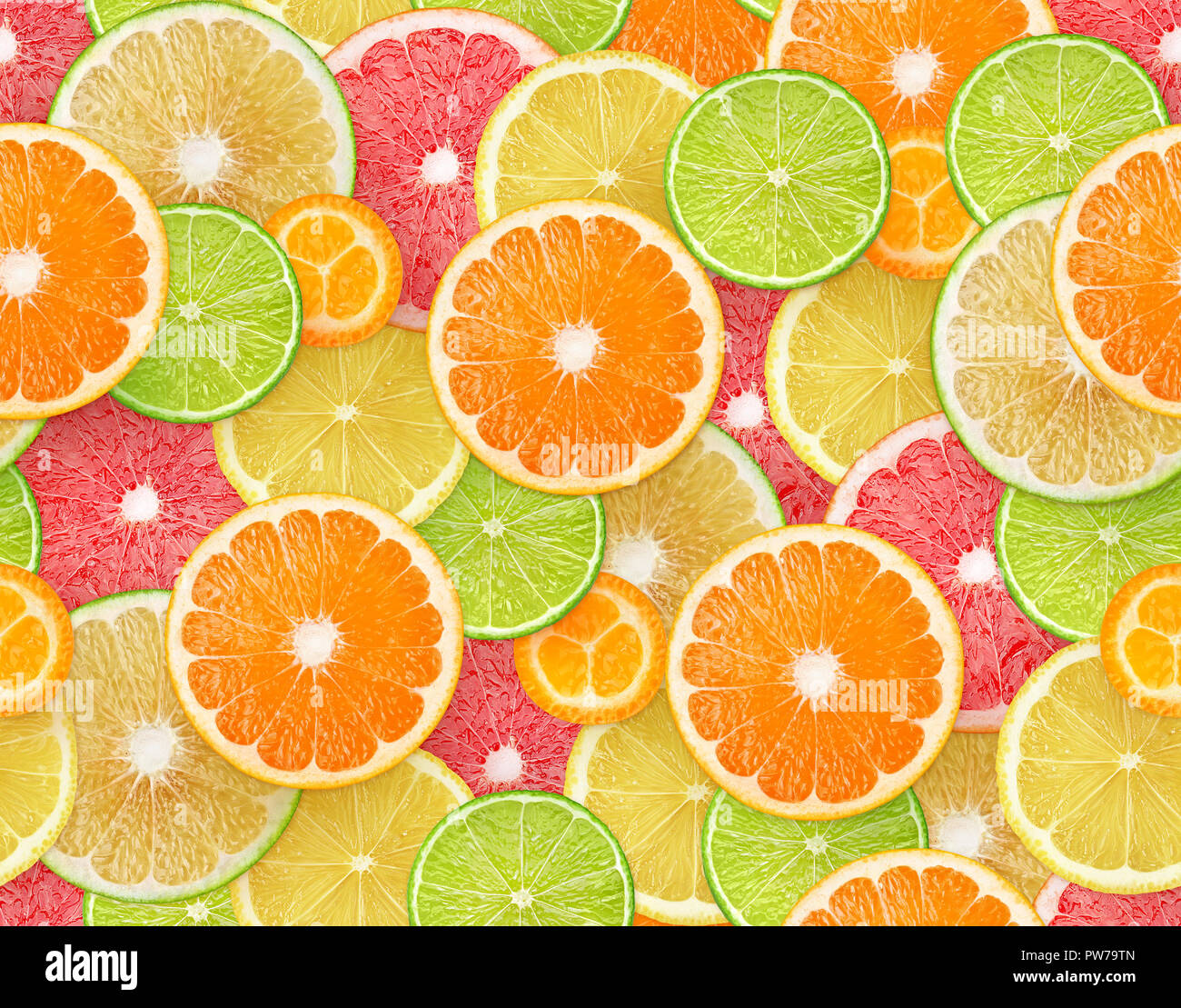 Fond d'agrumes. Modèle transparent avec des morceaux d'orange, citron, citron vert, pamplemousse et kumquat Banque D'Images