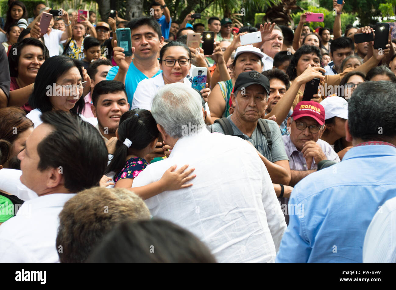 Le président élu du Mexique, Andres Manuel Lopez Obrador lors de sa visite à Merida, Yucatan, octobre 2018. Banque D'Images