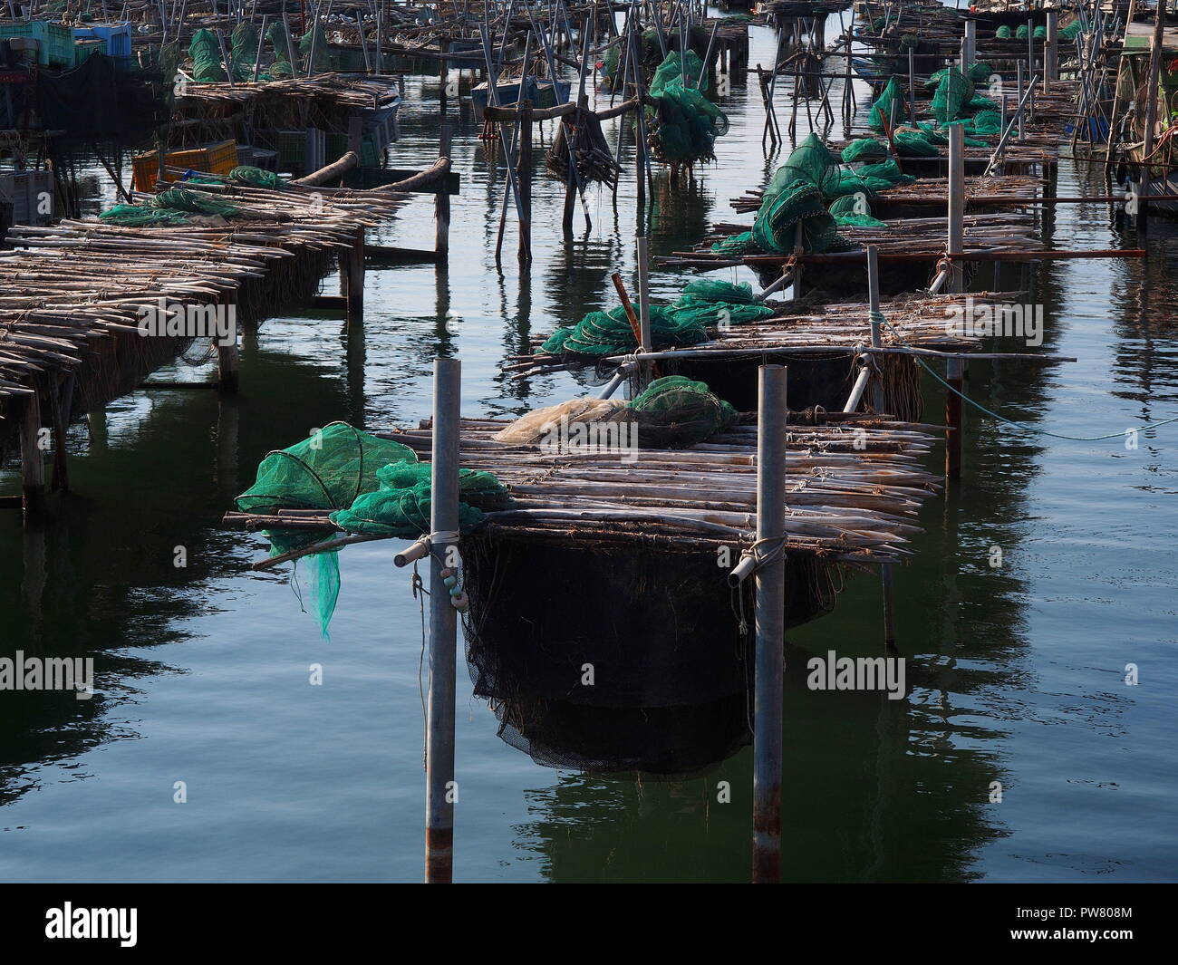 L'équipement de pêche à Chioggia, Italie Banque D'Images