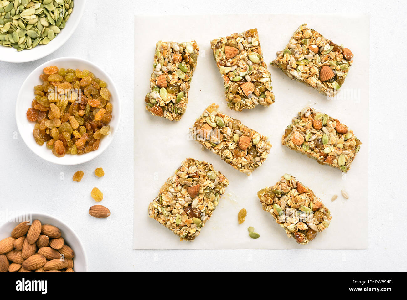 Barre granola en bonne santé. Snack-naturelles. Haut de la vue, télévision lay Banque D'Images