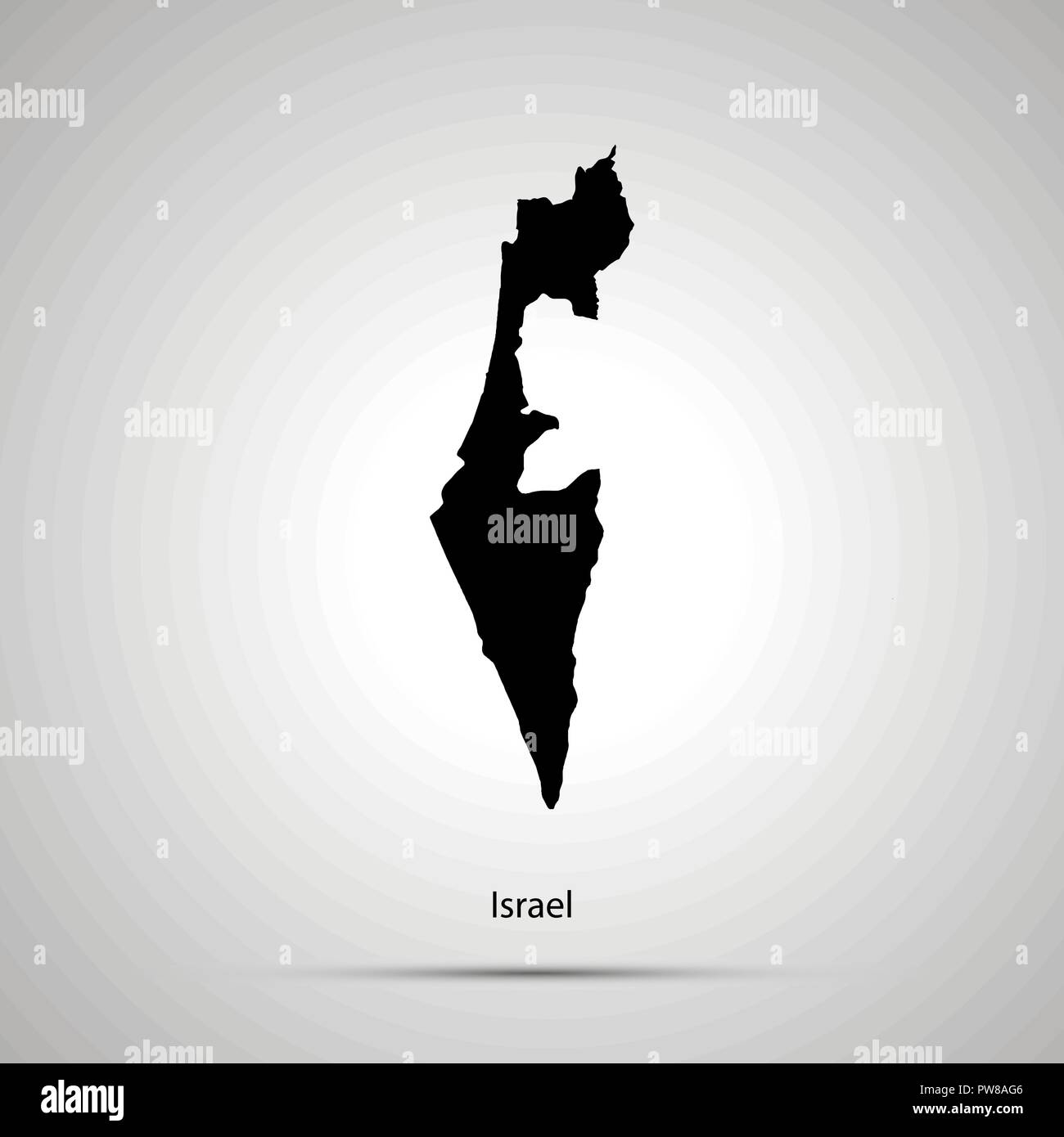 Israël carte pays, simple silhouette noir sur gris Illustration de Vecteur