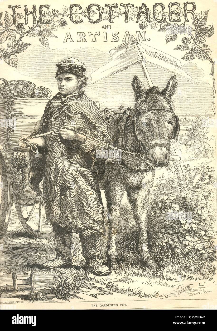 Le garçon du jardinier, couverture de l'Artisan et de chalet 1866 Banque D'Images