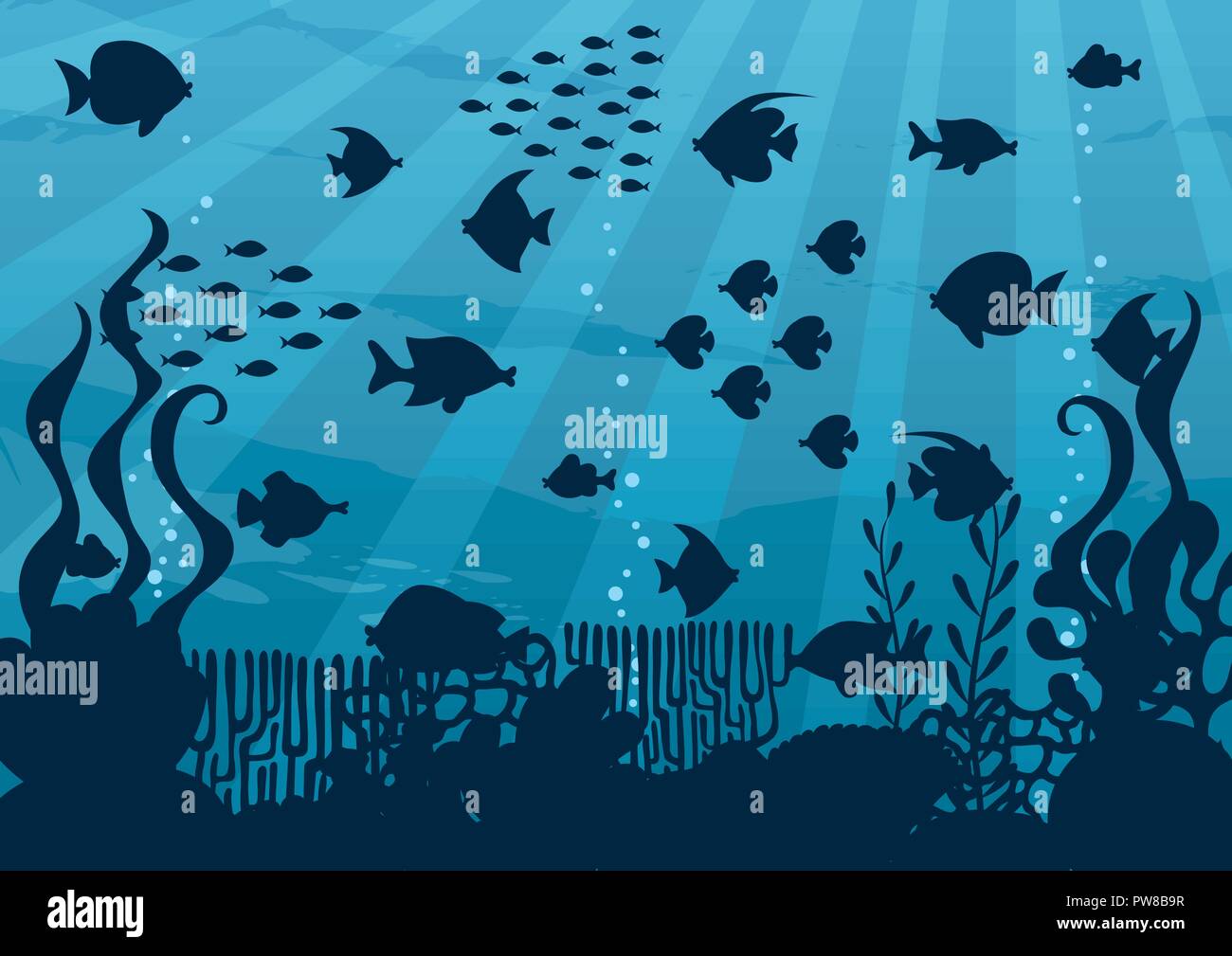 Paysage Cartoon sous-marine Illustration de Vecteur
