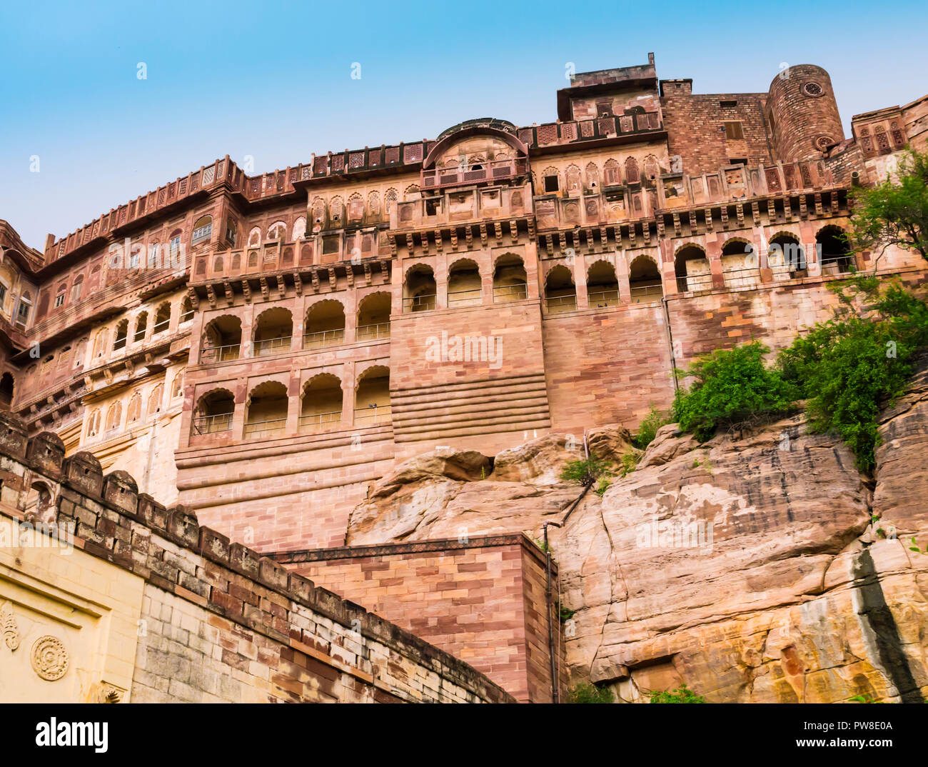 Maharajah impressionnant Palace à fort Mehrangarh, Jodphur, Rajasthan, Inde Banque D'Images