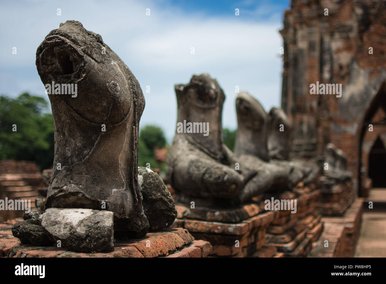 Images de Bouddha du Wat Chaiwatthanaram à Ayutthaya, Thaïlande Banque D'Images