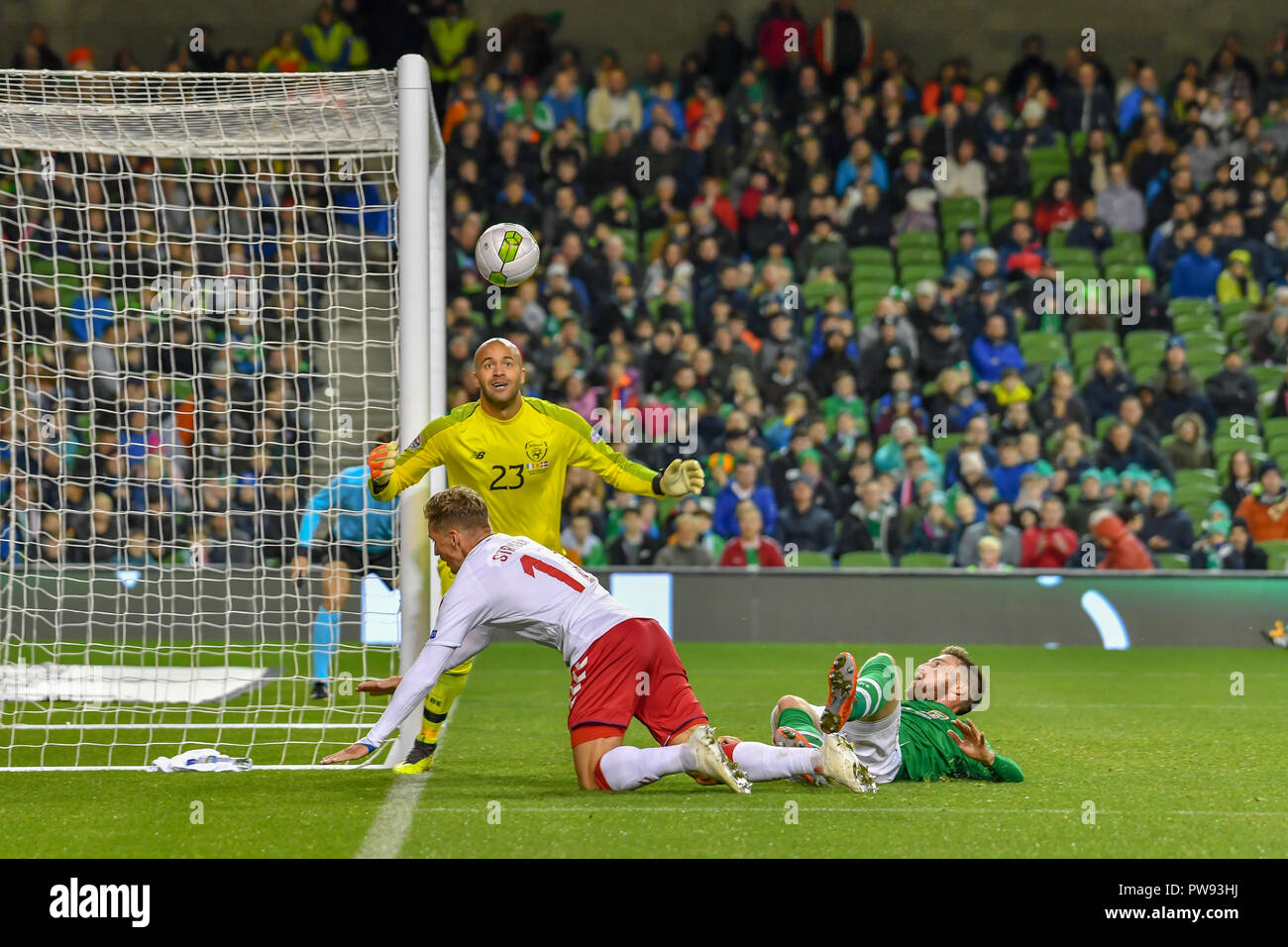 Darren Randolphin au cours de l'action de l'Irlande contre le Danemark Rep Nations UEFA match de championnat à l'Aviva Stadium. Score 0-0 Banque D'Images