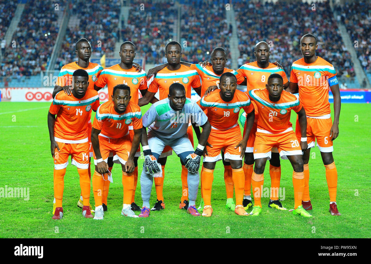Tunis 13 Oct 2018 Les Joueurs Du Niger Posent Pour Des Photos Avant La Coupe D