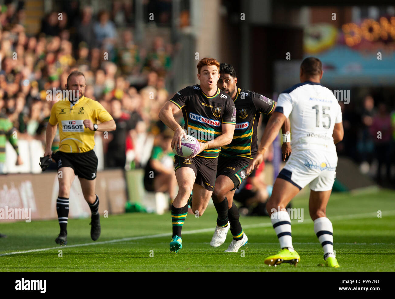 Northampton, Royaume-Uni. 13 octobre 2018. Andrew Kellaway de Northampton Saints au cours de l'European Rugby Challenge Cup match entre les Tonga et l'ASM Clermont Auvergne. Andrew Taylor/Alamy Live News Banque D'Images