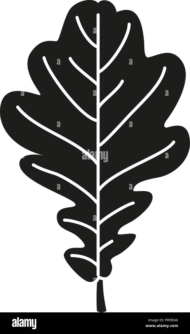 Noir et blanc la silhouette de la feuille de chêne Illustration de Vecteur