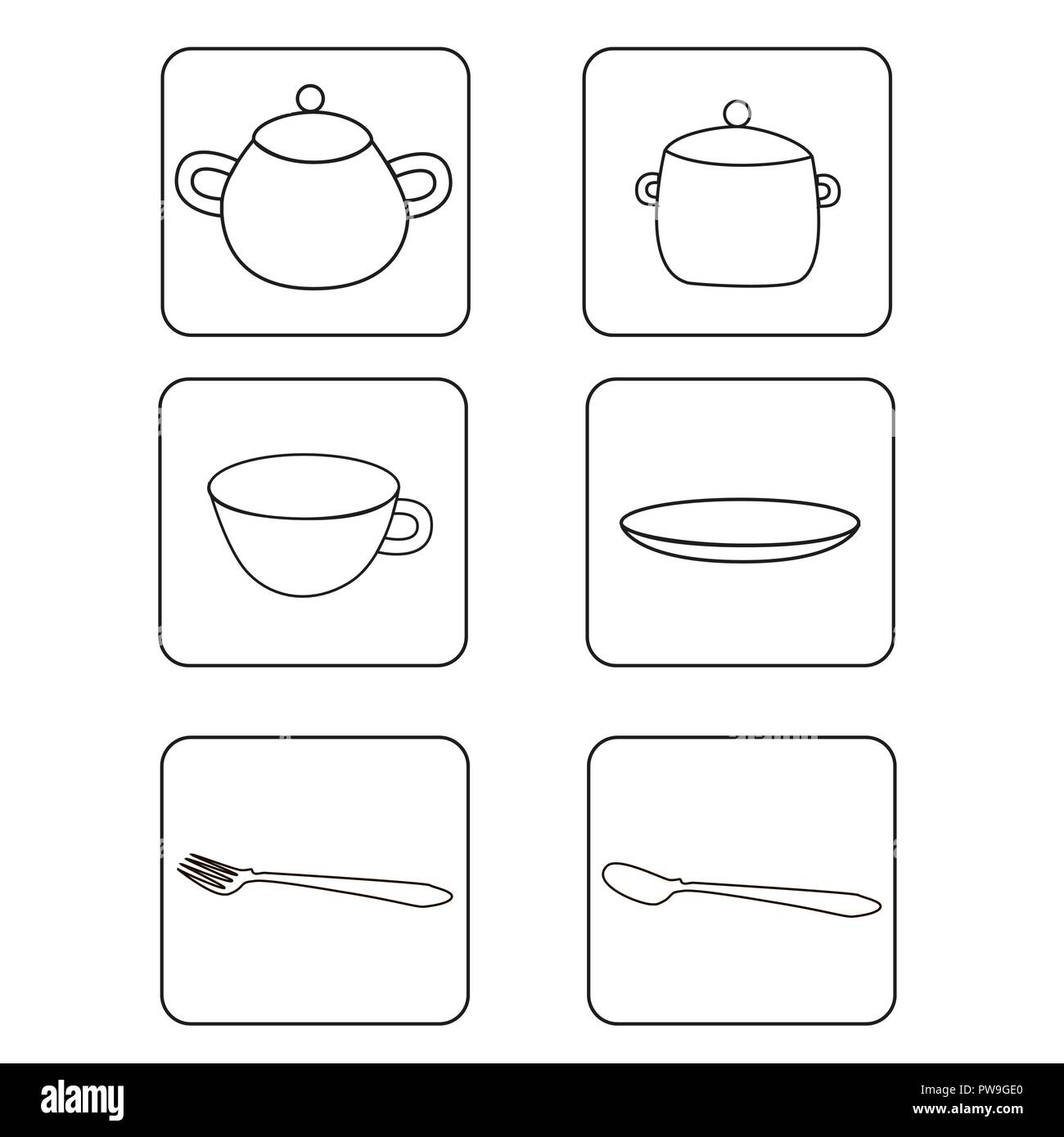 Un ensemble d'icônes simples en noir et blanc de la table des modèles. Illustration de Vecteur