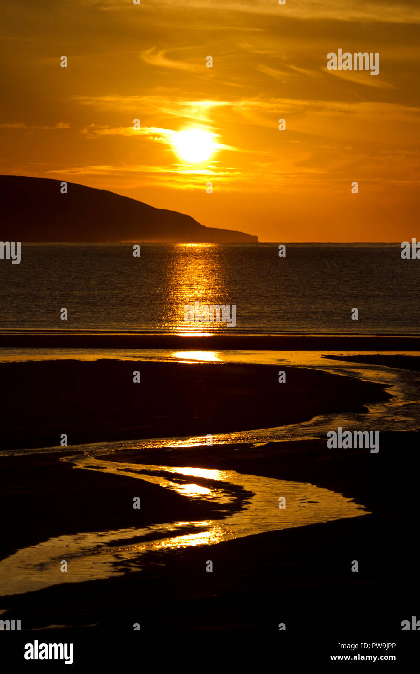 Coucher du soleil à Evie Sands, Orkney Banque D'Images