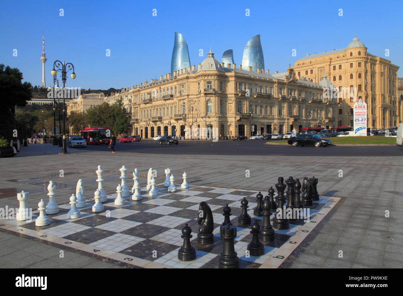 L'Azerbaïdjan, Bakou, street conseil d'échecs, Banque D'Images