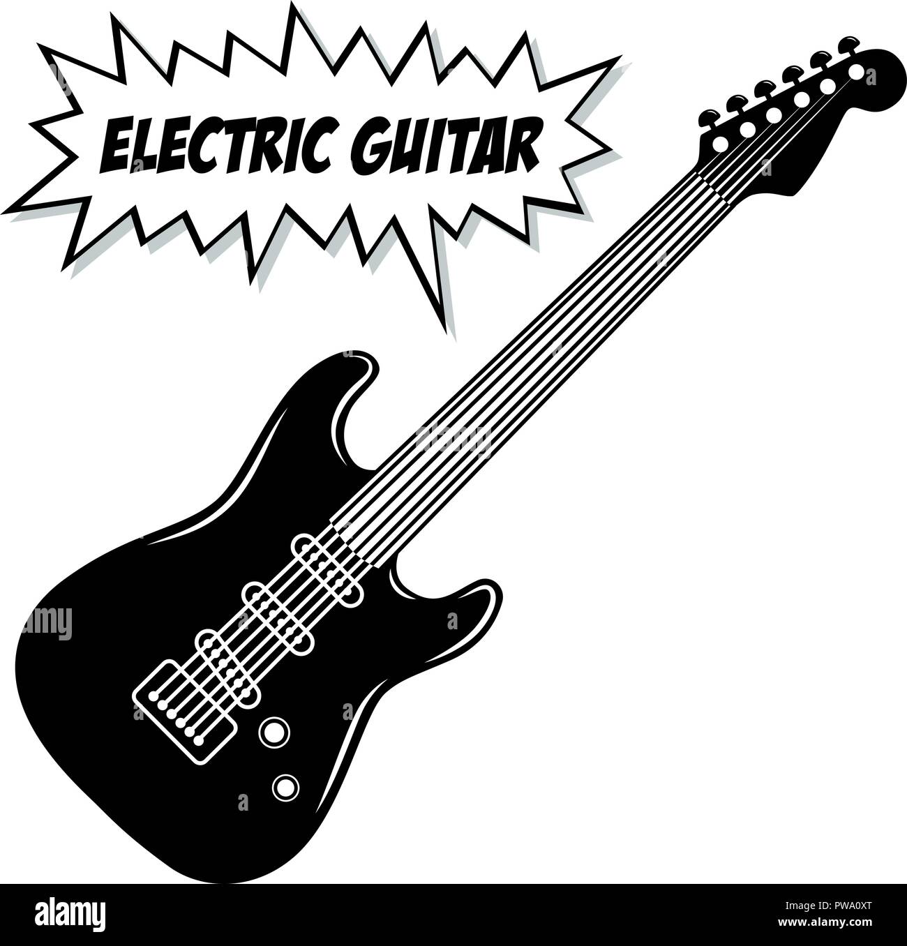 Guitare électrique 6 cordes. Illustration de Vecteur