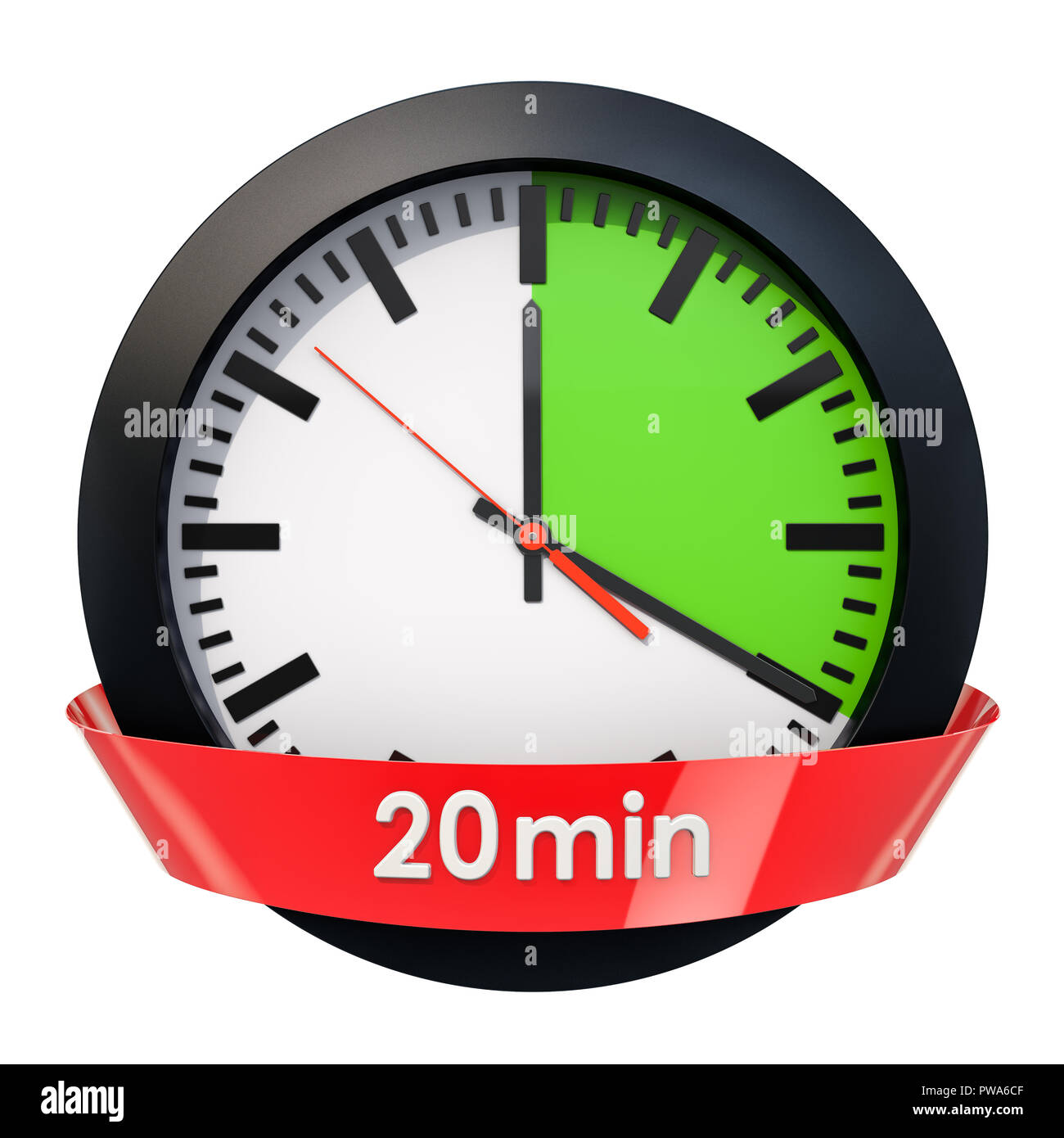 Horloge avec minuteur 20 minutes. Le rendu 3D isolé sur fond blanc Photo  Stock - Alamy