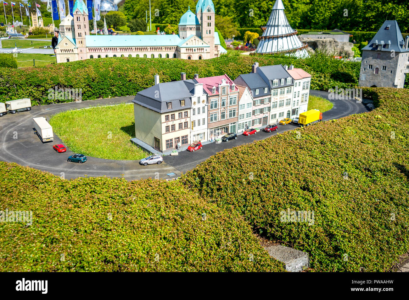 Bruxelles, Belgique - 17 Avril 2017 : Miniatures au parc Mini-Europe - reproduction de la maison de Beethoven, Bonngasse, Bonn, Germany, Europe Banque D'Images
