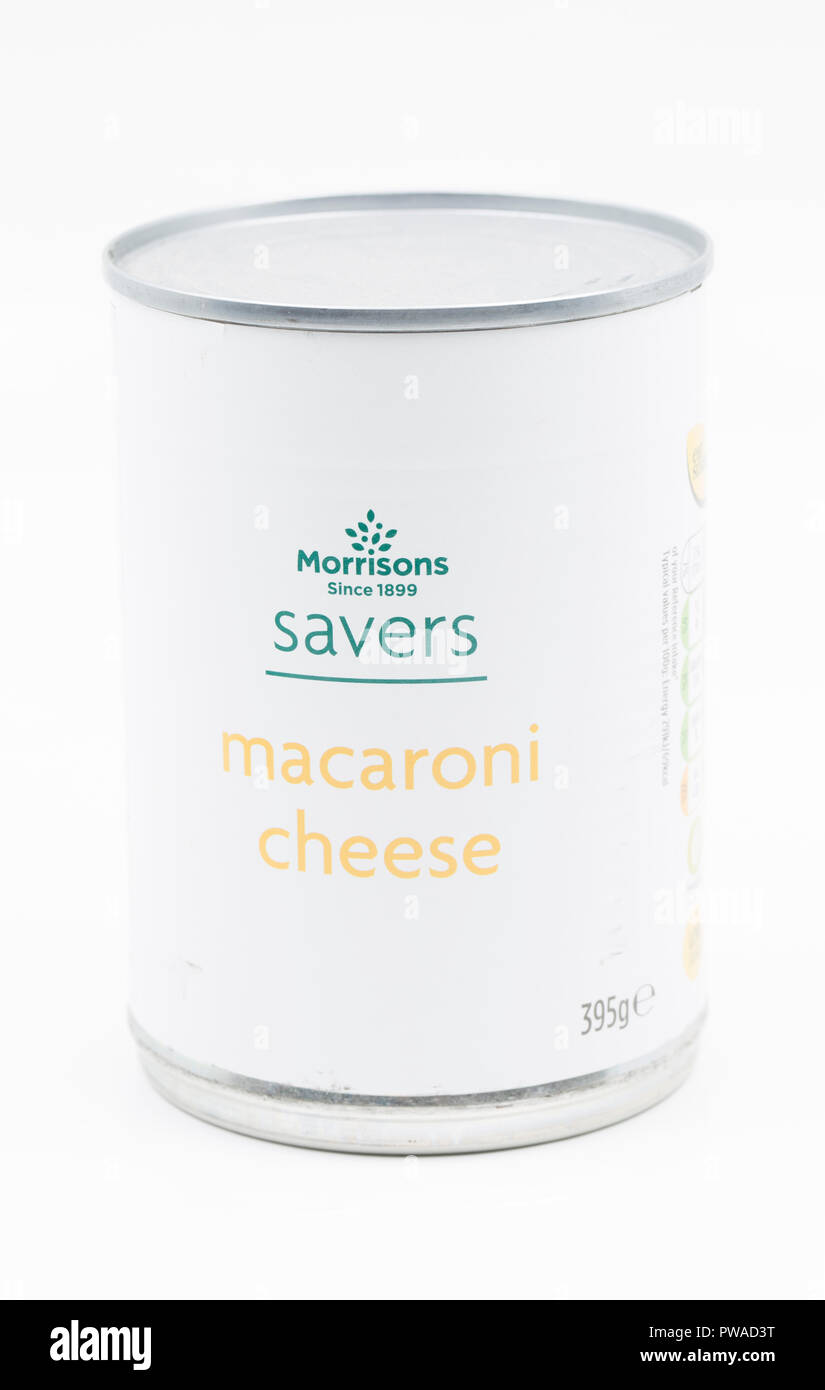 Boîte de fromage Macaroni épargnants Morrisons. Dorset England UK GO Banque D'Images