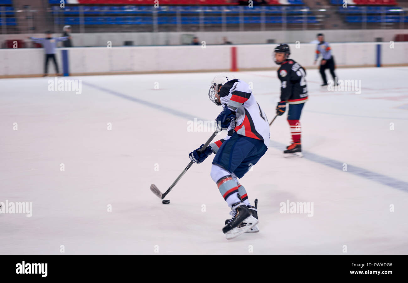 Les joueurs de hockey sur glace sur la glace Banque D'Images