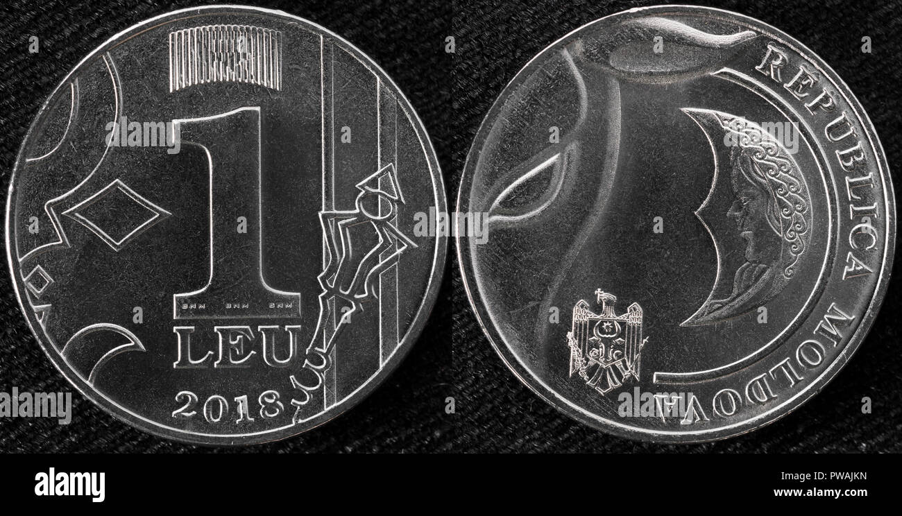 1 coin leu, Moldova, 2018 Banque D'Images