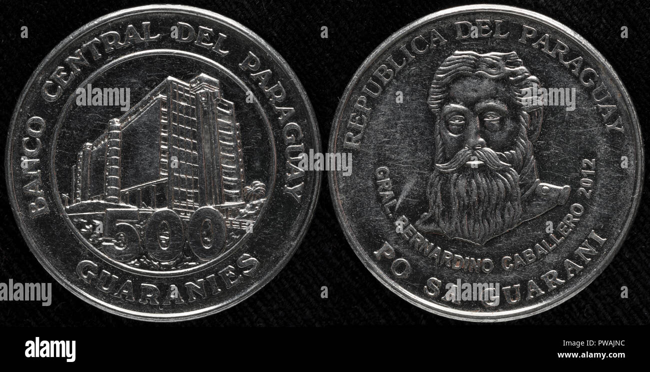 500 guaranies coin, Général Bernardino Caballero, Paraguay, 2012 Banque D'Images