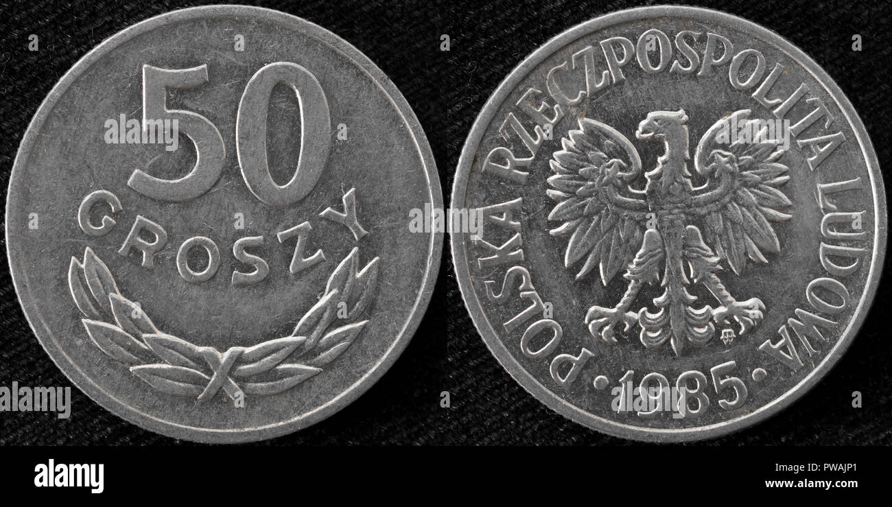 50 groszy coin, Pologne, 1985 Banque D'Images