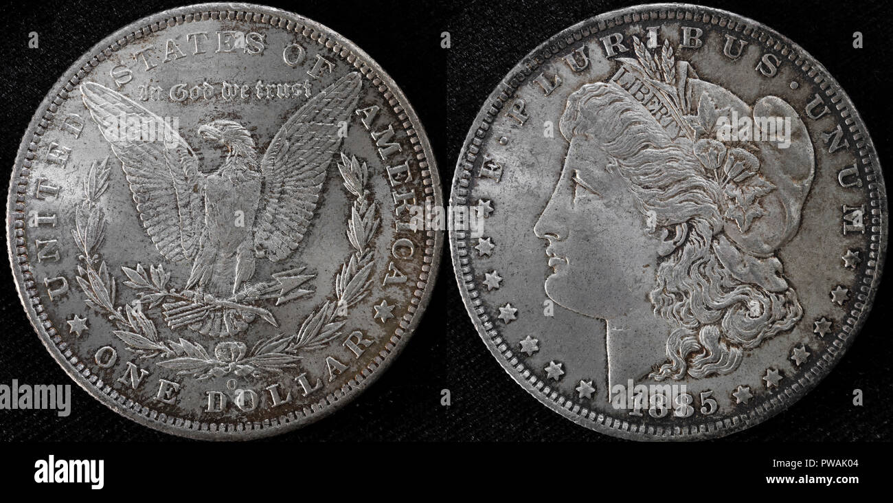 Morgan dollar, argent, USA, 1885 Banque D'Images