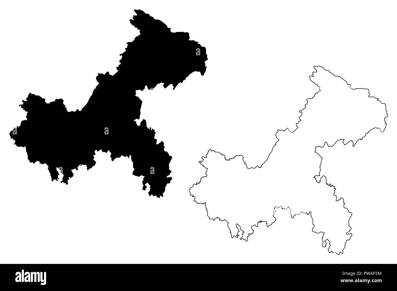 Chongqing (divisions administratives de Chine, Chine, République populaire de Chine, RÉPUBLIQUE POPULAIRE DE CHINE) map vector illustration gribouillage, croquis Chungking site Illustration de Vecteur