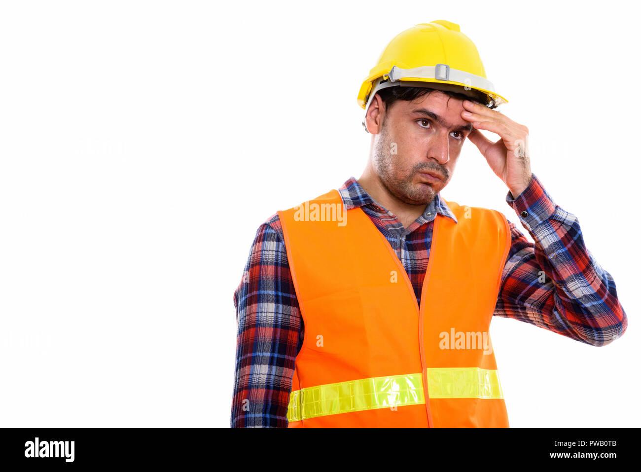 Portrait de jeune homme persan travailleur de la construction à la str Banque D'Images