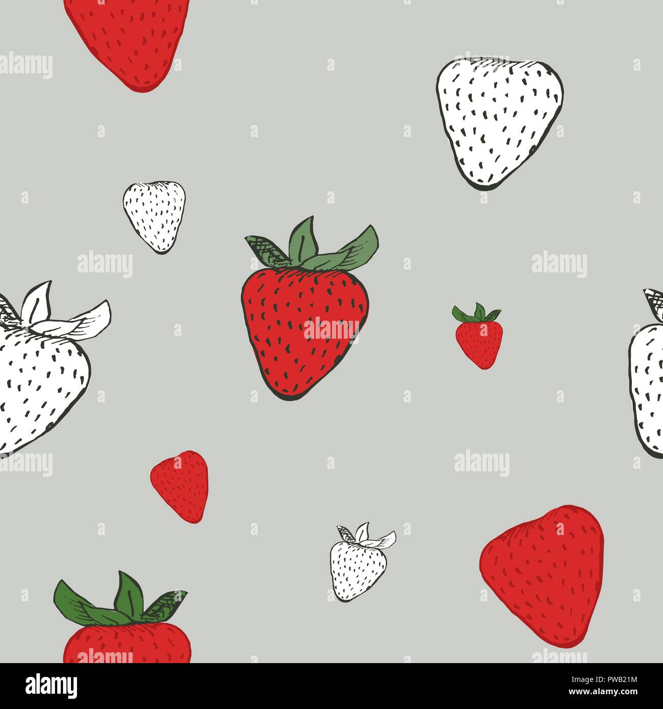 Modèle sans couture fraise. Hand drawn vector background berry. Croquis de fraises dans le vector. Illustration de Vecteur
