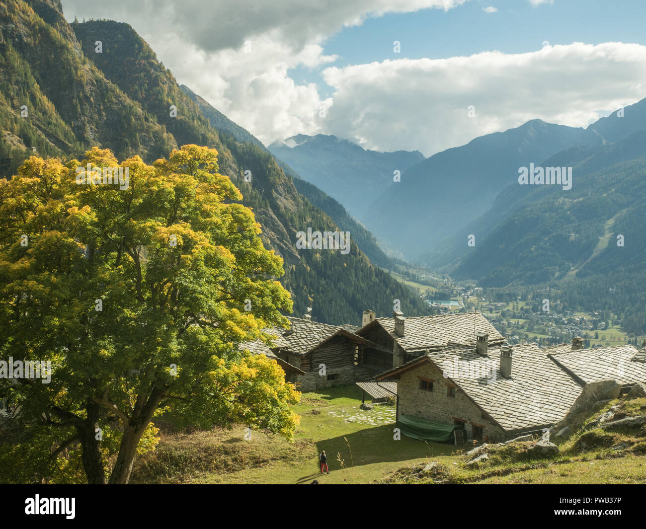 Gressoney-Saint-Jean, un village de la Vallée de Gressoney, dans la région de 'Vallée' SW Italie Banque D'Images