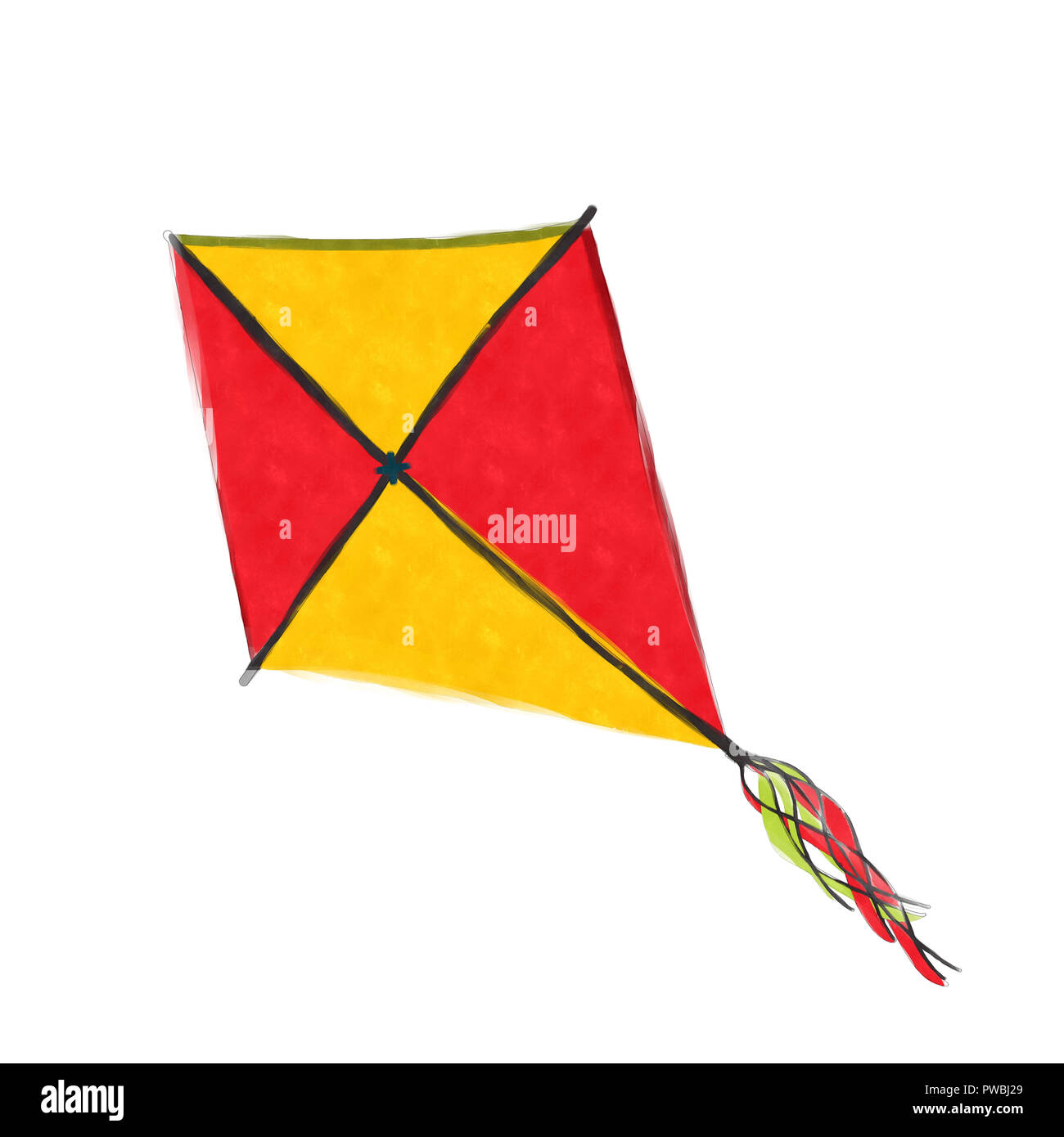 Aquarelle kite Ecornet souffler sur un fond blanc Banque D'Images